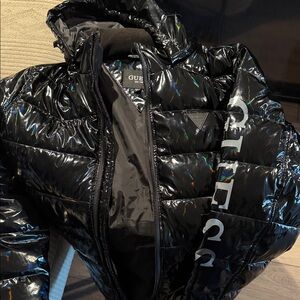 GUESS Shiny Black Puffer Jacket